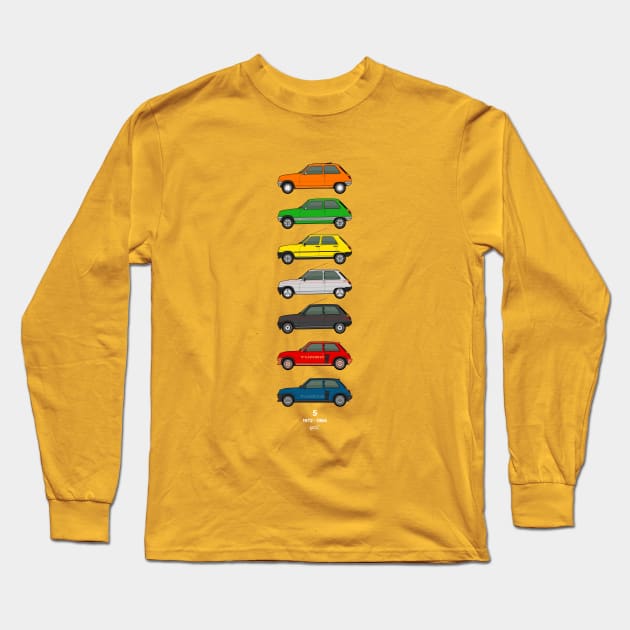 5 classic car collection Long Sleeve T-Shirt by RJW Autographics